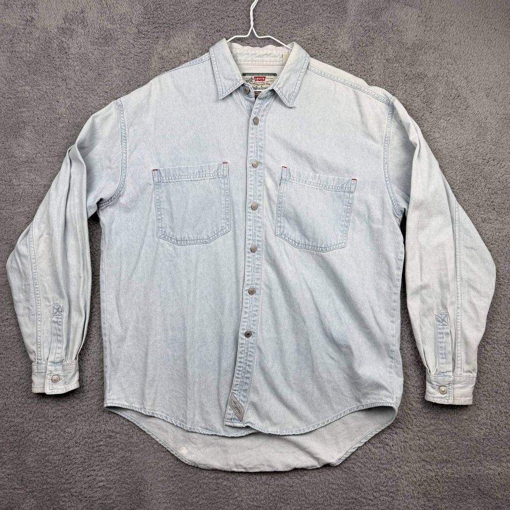 Levis Vintage Denim Shirt Mens Light Wash Button Up FOX TV Movie Wardrobe